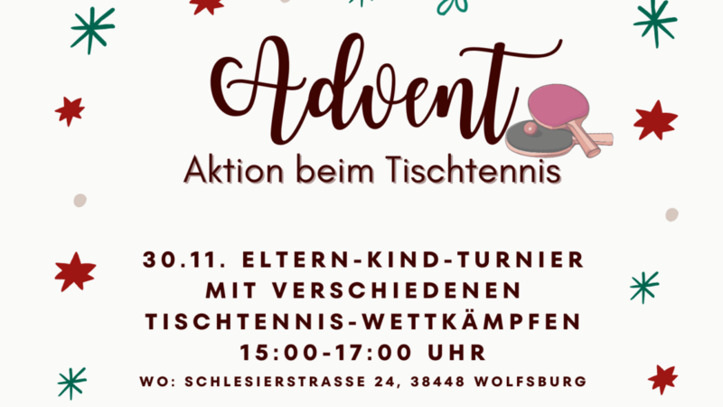 Die kalten Adventssonntage werden heiß! Tischtennis- Aktionen beim MTV Vorsfelde